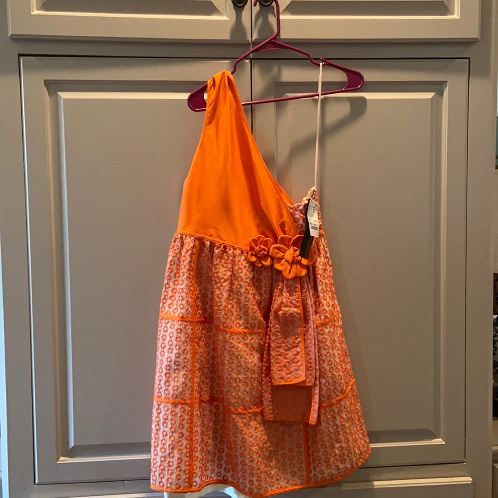 Luella Orange Corset One Shoulder Dress